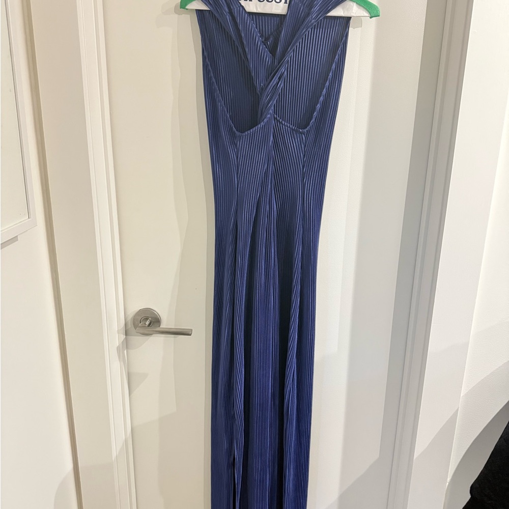 Commense Blue Pleated Dress